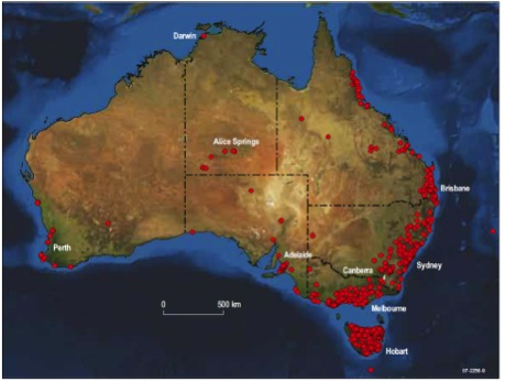 Figure 8.1 Recorded Landslide events in Australia